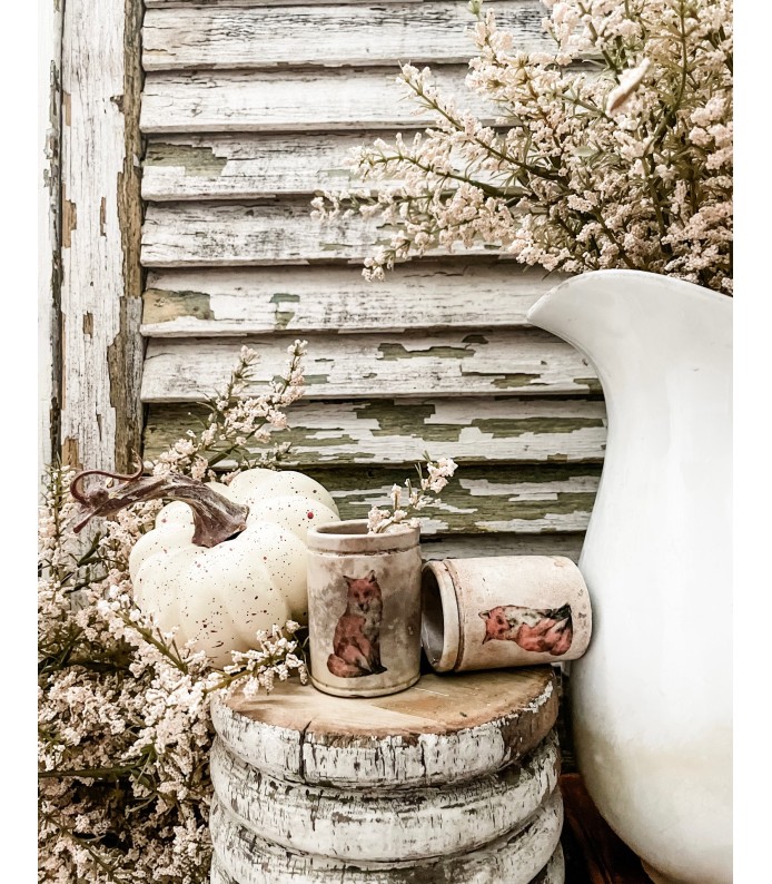 Antique Ironstone Crock w/ Fox transfer - FALL